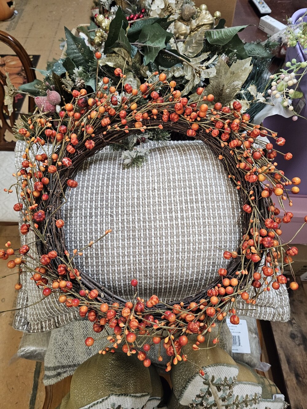 Autumn Orange Berry Wreath - Festive Home Holiday Decor